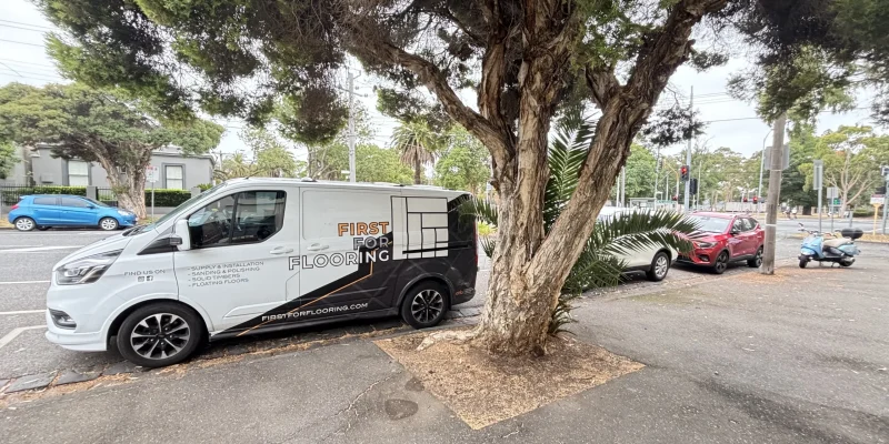 First For Flooring timber flooring installation van in Melbourne